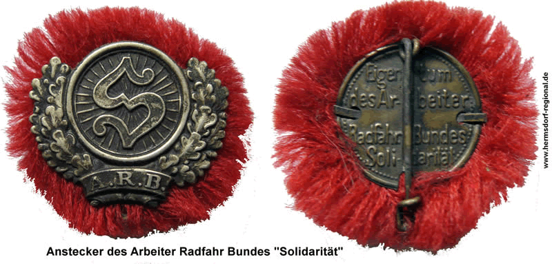 Anstecker des Arbeiter Radfahr Bundes "Solidarität"